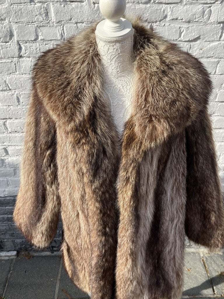 Elegante XL-bontjas van marmotten uit de jaren 80, Verzenden, Gedragen, Maat 46/48 (XL) of groter