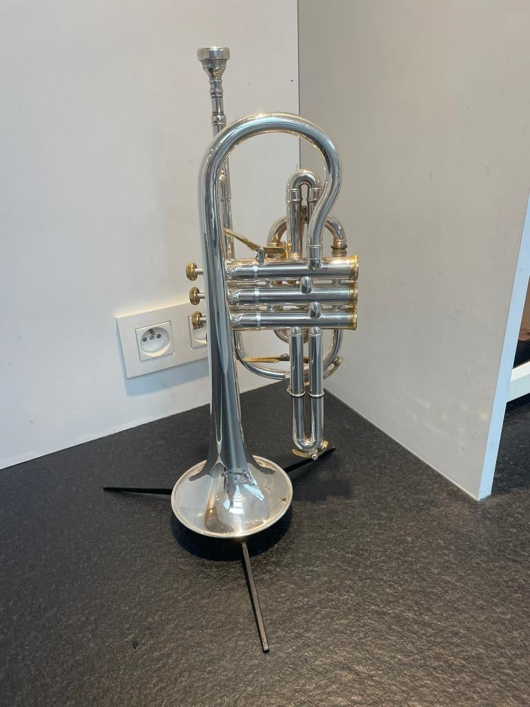 Cornet Besson Prestige Bb – Zilver | France | Topstaat, Muziek en Instrumenten, Blaasinstrumenten | Trompetten, Zo goed als nieuw