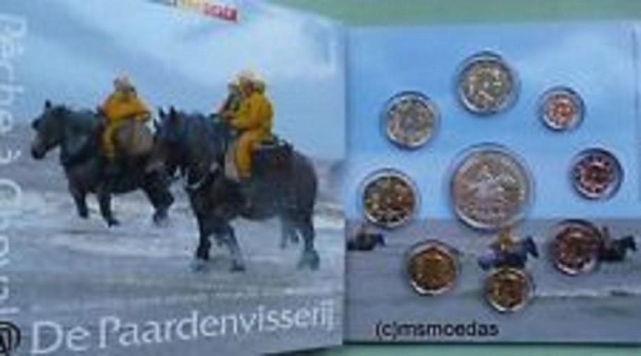 Belgique : Coffret euro 2014  - Pêche à cheval (8 pièces), Timbres & Monnaies, Monnaies | Belgique, Envoi, Série