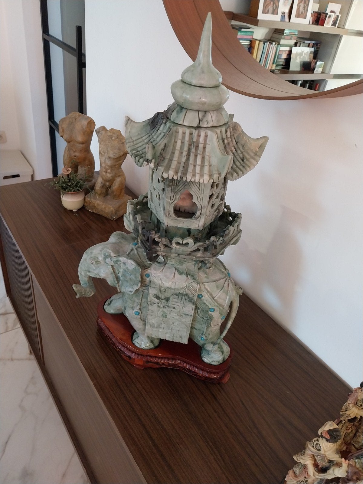 Chinese pagode Groene hardsteen/Jadeiet, Ophalen