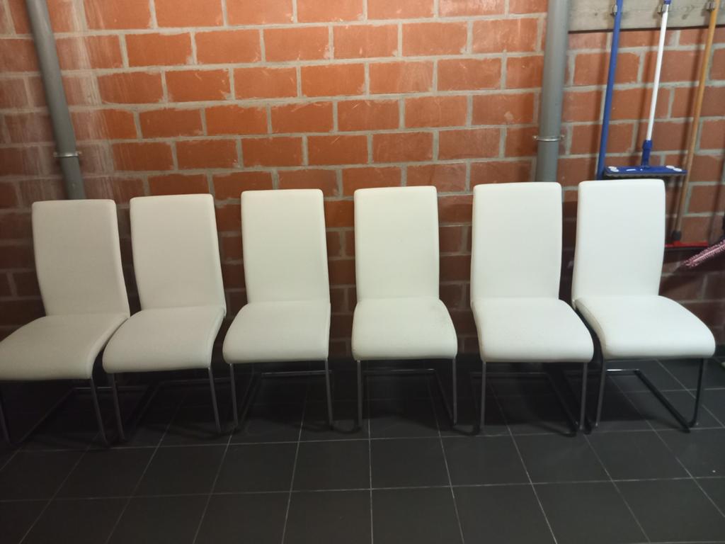 6 stevige witte eetstoelen, Huis en Inrichting, Stoelen, Ophalen