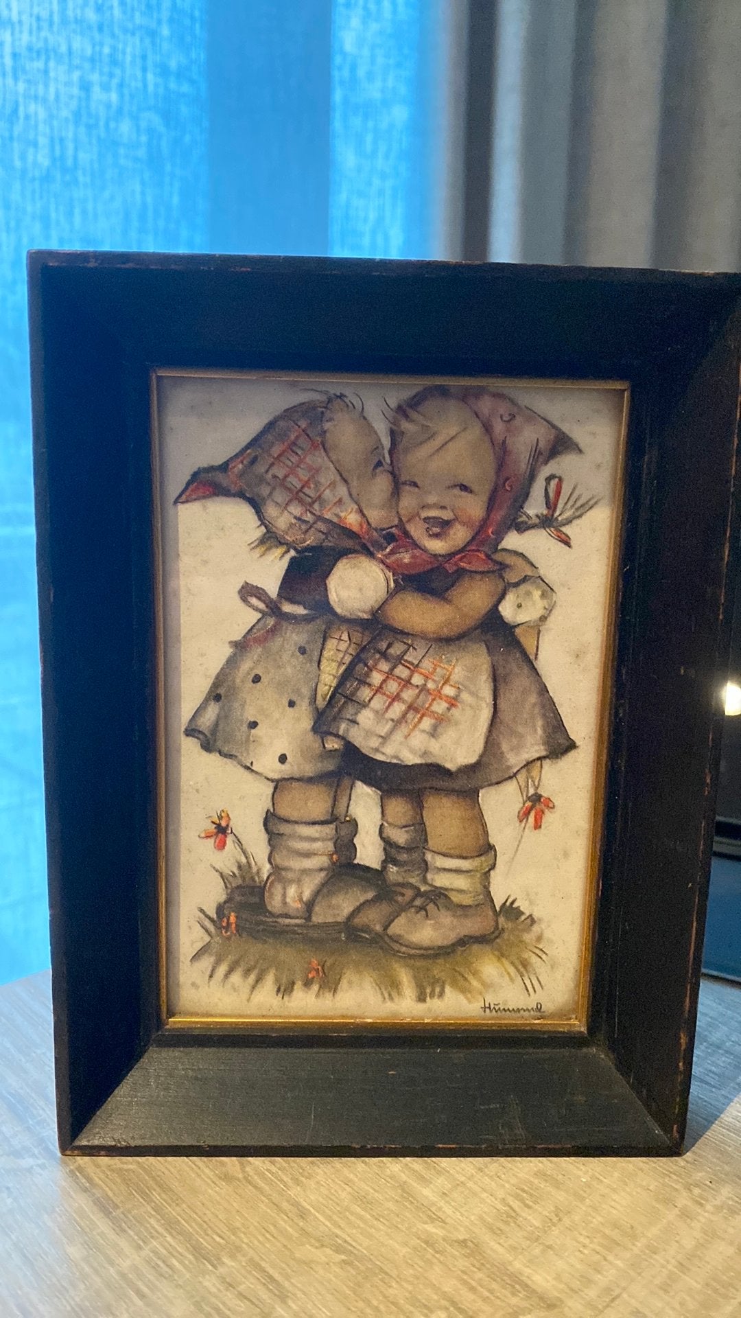 M.I. Hummel vintage kader met afbeelding, Ophalen, 14 cm, 19 cm, Ingelijst werk
