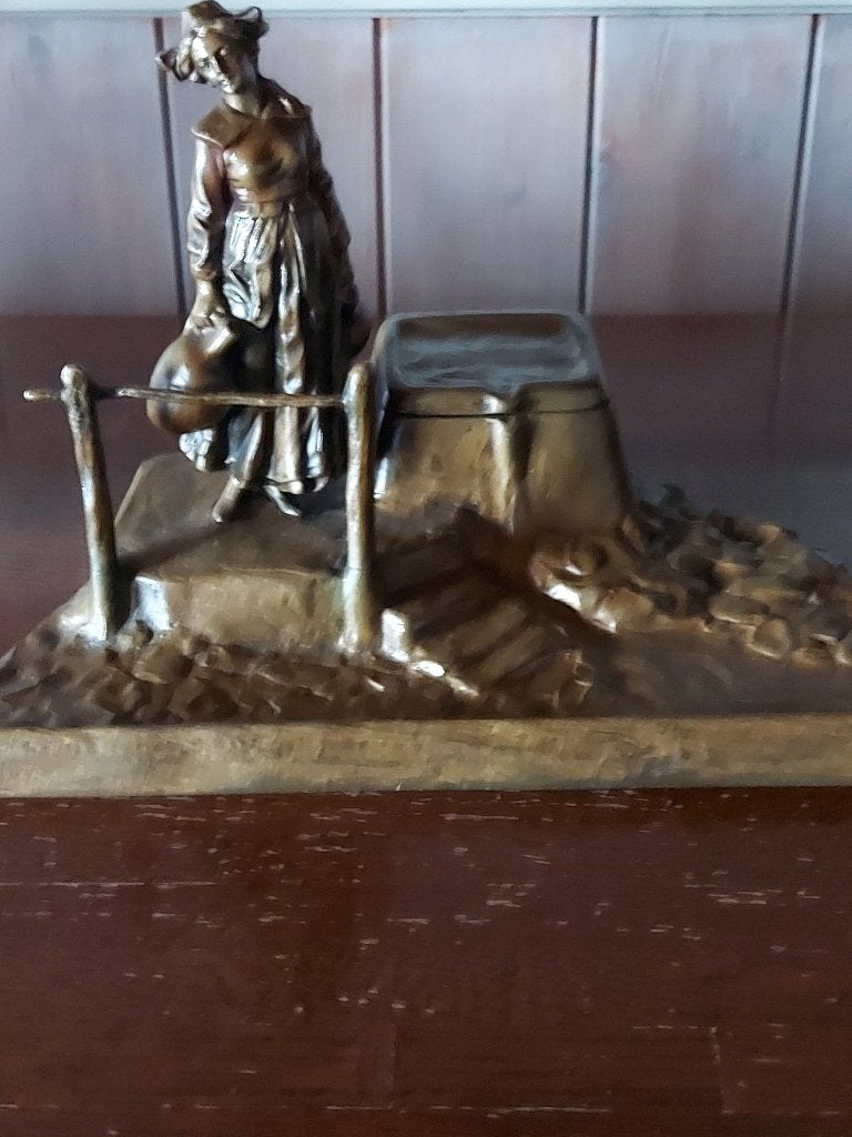 ANTIEKE BRONZEN INKTSTEL, Ophalen of Verzenden, Brons