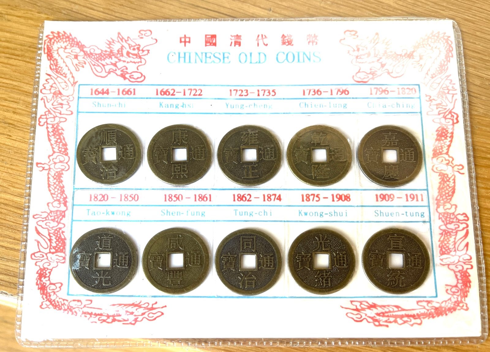 Set van 10 oude Chinese munten, Ophalen