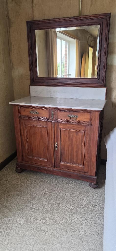 antiek dressoir met spiegel, Huis en Inrichting, Gebruikt, Neo-Renaissance of vroege 20e-eeuwse eclectische stijl, 50 tot 75 cm