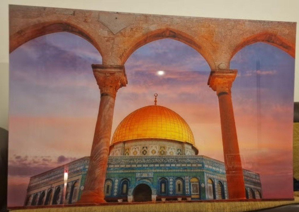 Kunst van gehard glas Al-Aqsa-moskee: islamitisch interieur, Ophalen of Verzenden, Zo goed als nieuw, Glas