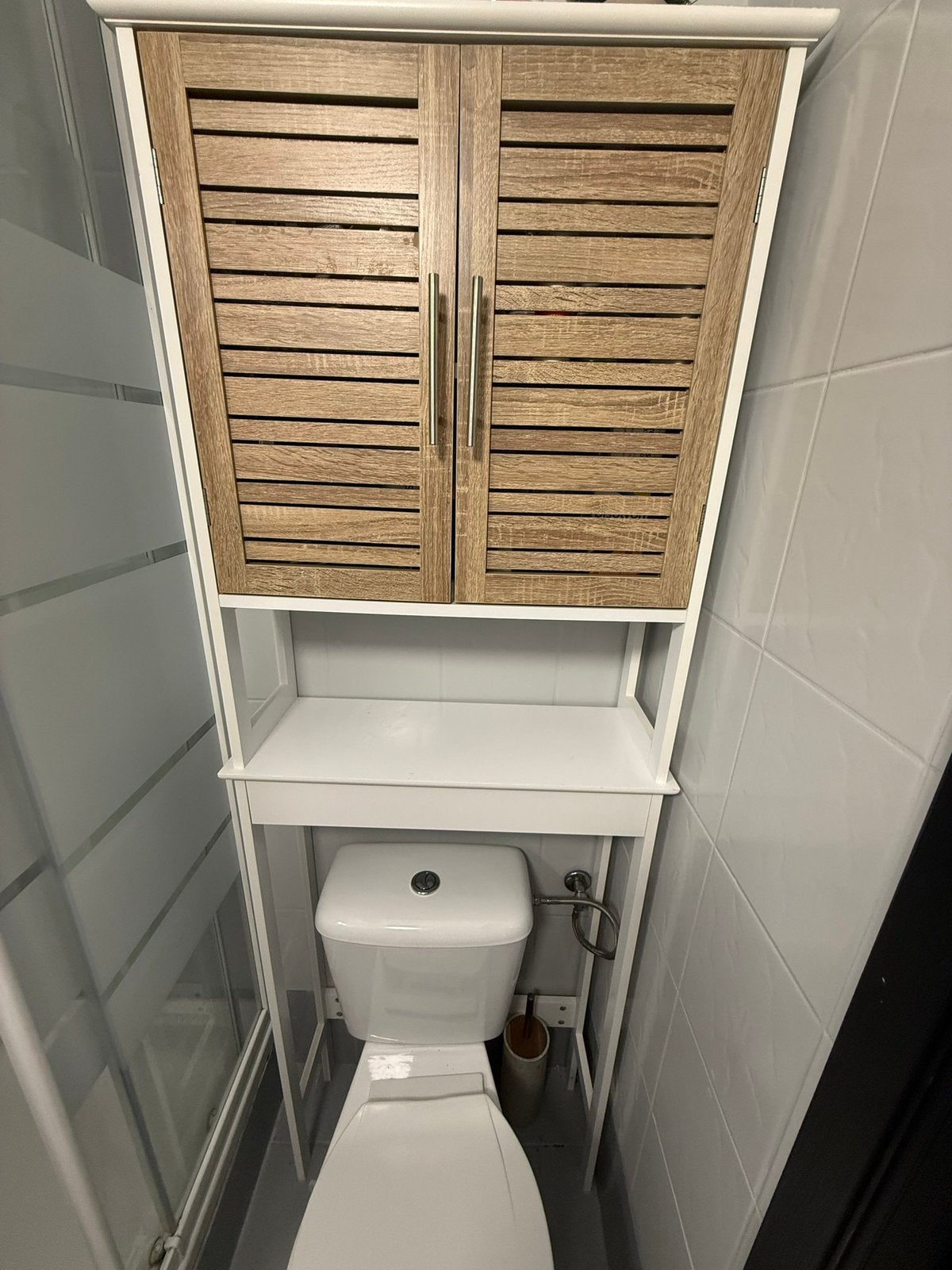 Meuble de rangement / Étagère dessus WC - Blanc et Bois, Enlèvement, Comme neuf