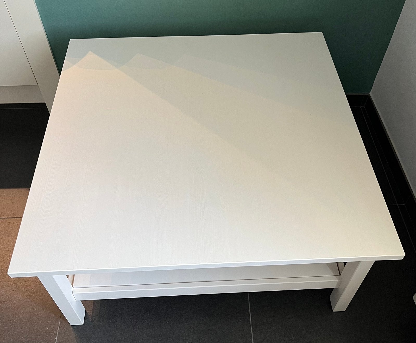 Wit houten vierkante salontafel, Huis en Inrichting, Ophalen, Gebruikt, Vierkant