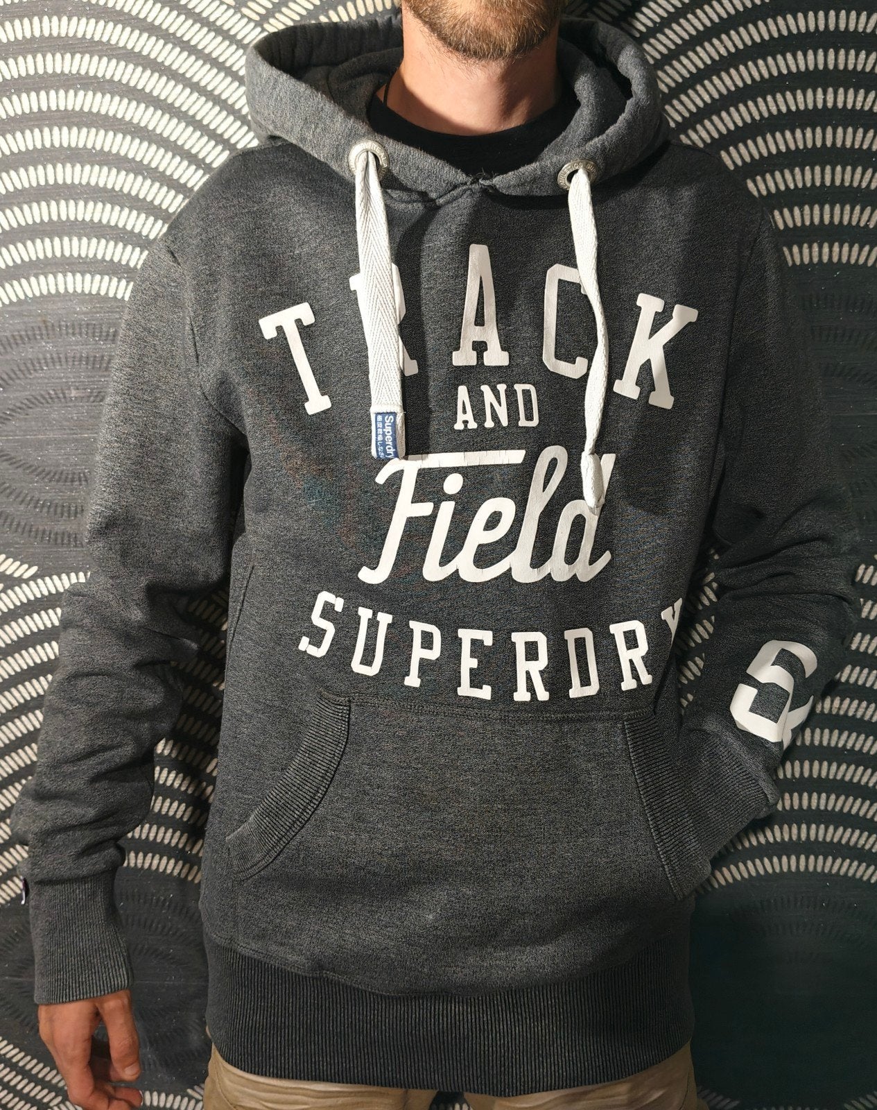 Superdry Track & Field 54 zware fleece-hoodie, Kleding | Heren, Ophalen of Verzenden, Zo goed als nieuw, Grijs, Maat 46 (S) of kleiner