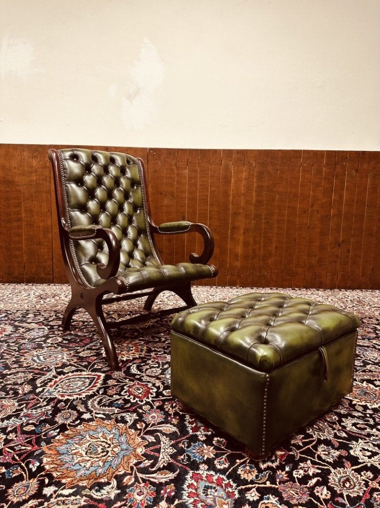 Engelse Springvale Chesterfield Fauteuil, Antiek en Kunst, Ophalen