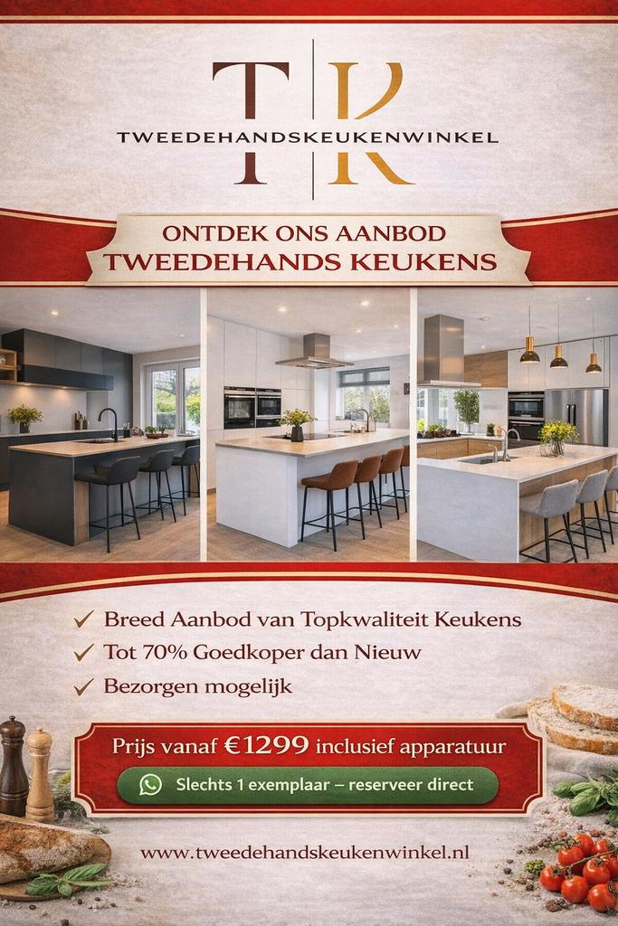LUXE KEUKENS BIJ TWEEDEHANDSKEUKENSWINKEL VANAF €599,-!, Huis en Inrichting, Keuken | Complete keukens, Zo goed als nieuw, Hoekkeuken