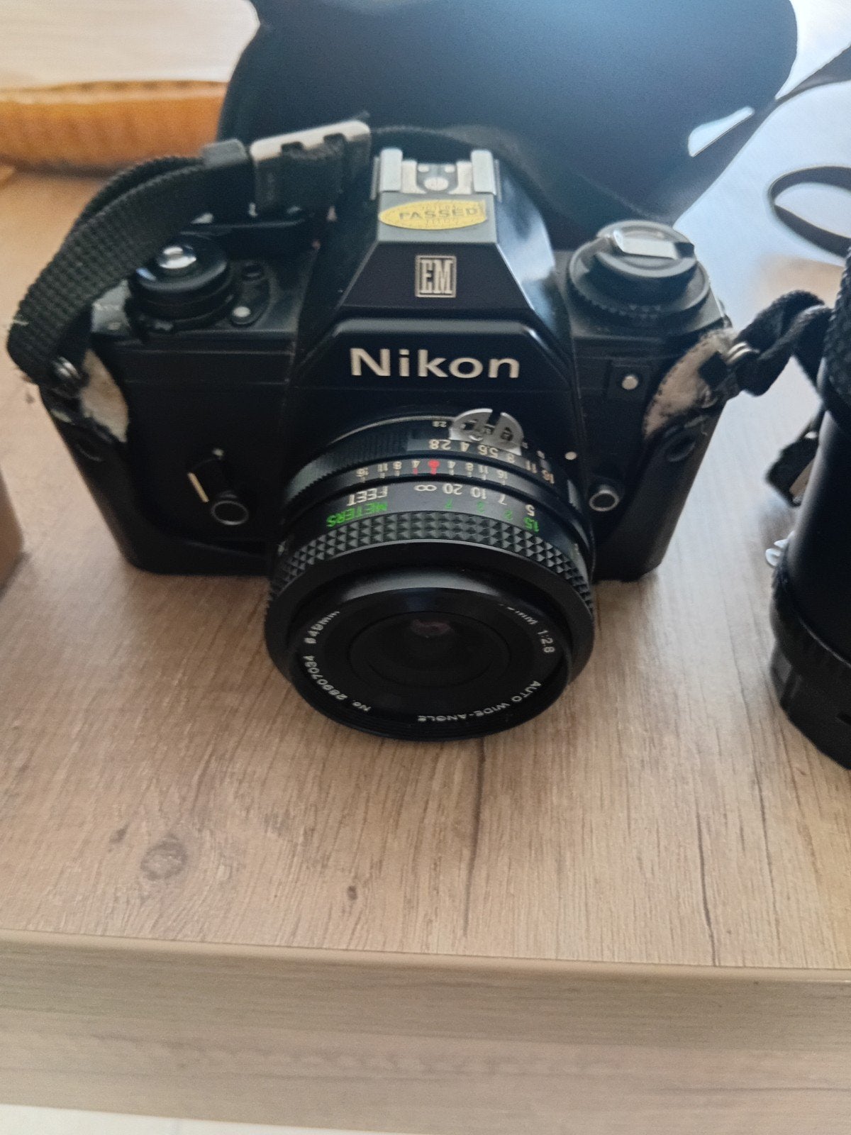 nikon em fototoestel met osawa lens en flash, Audio, Tv en Foto, Fotocamera's Analoog, Ophalen, Nikon