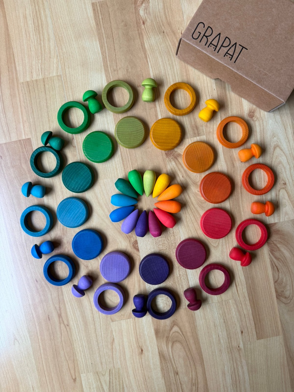 Magnifique set de 48 pièces en bois Grapat Mandala, Enlèvement ou Envoi, Comme neuf