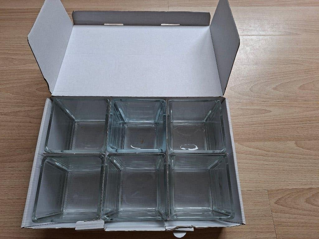 Set van 6 grote glazen potjes / kubussen (10x10x10 cm), Enlèvement ou Envoi, Verre