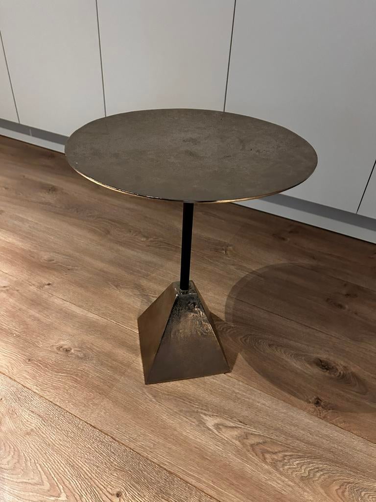 Klein rond bijzettafeltje licht gouden kleur, Enlèvement, Comme neuf, Rond, 45 à 60 cm