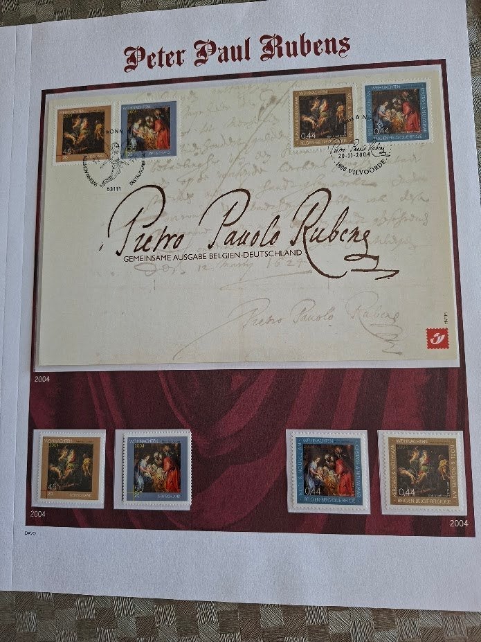 postzegels Belgie      Peter Paul Rubens, Postzegels en Munten, Kunst, Ophalen of Verzenden, Postfris, 1e dag stempel