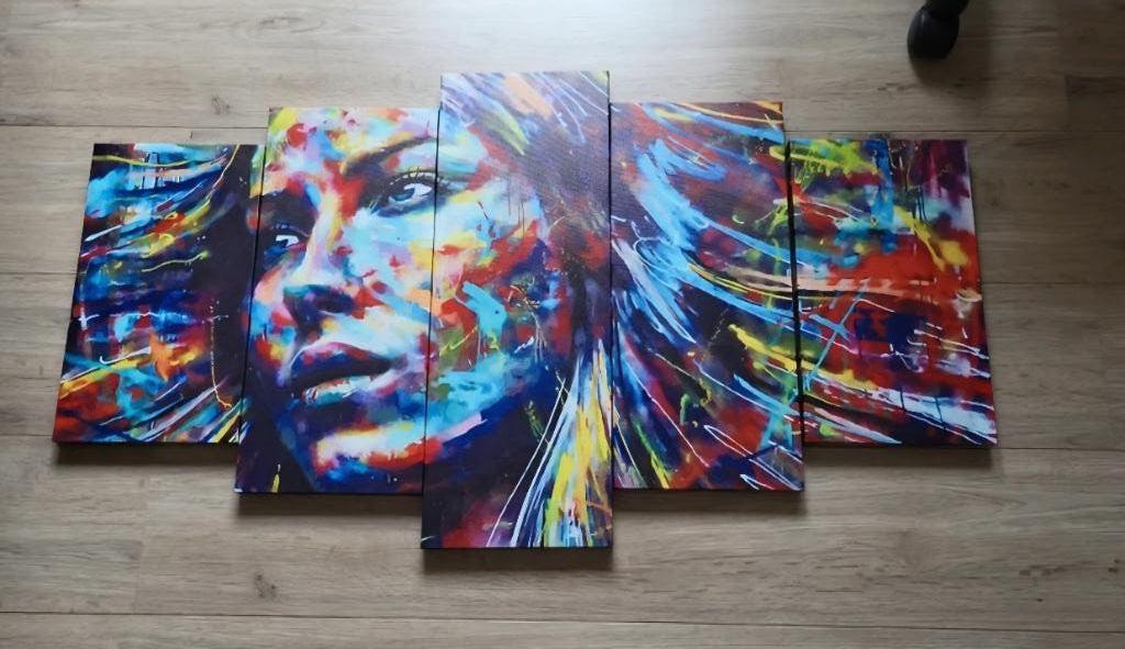 Canvas 5-delig vrouw in kleur lijst, Huis en Inrichting, Ophalen of Verzenden, Zo goed als nieuw