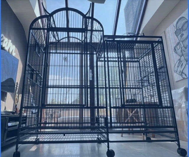 cage à perroquets sur roues, Cage à oiseaux, Comme neuf, Enlèvement, Métal