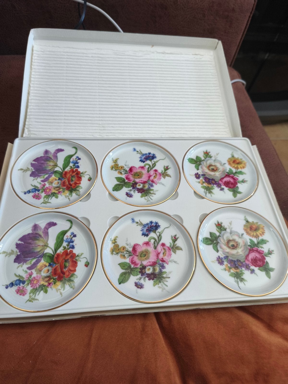 6 soucoupes Furstenberg Bonte Blumen, Envoi, Comme neuf, Porcelaine, Autres types