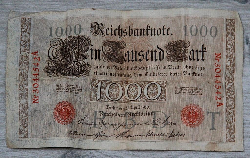 1000 mark 1911, Ophalen, Duitsland, Los biljet