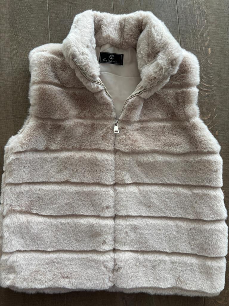 Bodywarmer (beige) pels met ritssluiting, Kleding | Dames, Bodywarmers, Ophalen, Nieuw, Beige