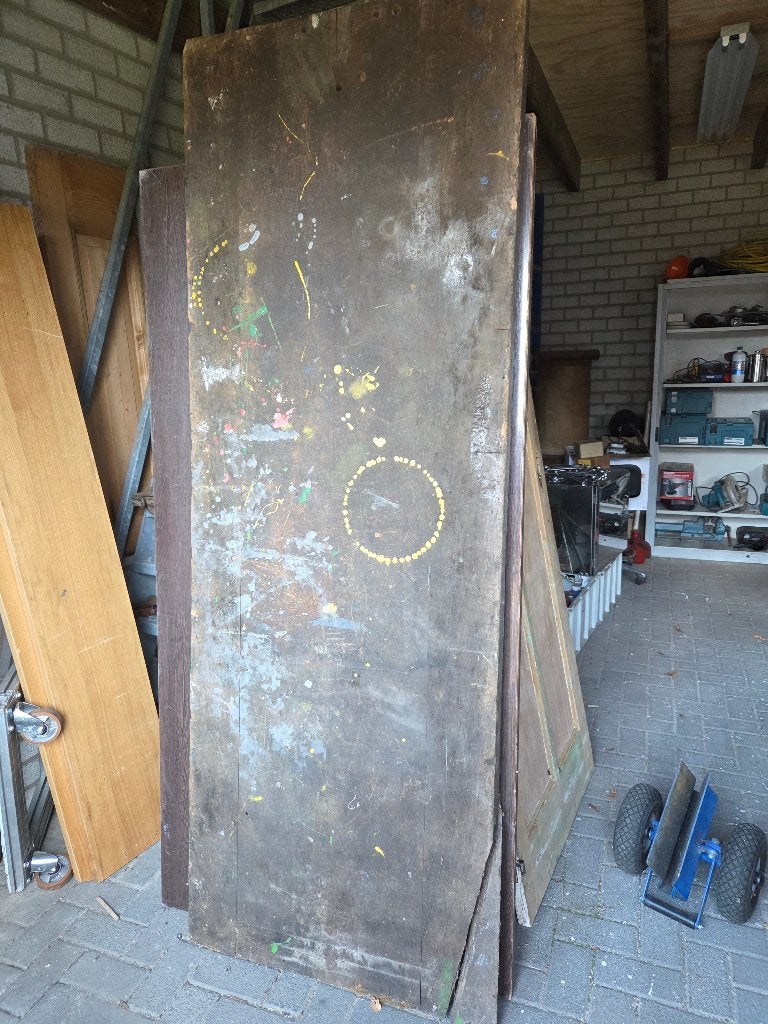 Oude houten Werkbankblad Lang 2.25 m Breed 80 cm Dik 6 cm, Antiquités & Art, Antiquités | Outils & Instruments, Enlèvement