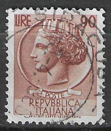 Italie 1955/1960 - Yvert 719A - Munt van Syracuse - 90  (ST), Verzenden, Gestempeld
