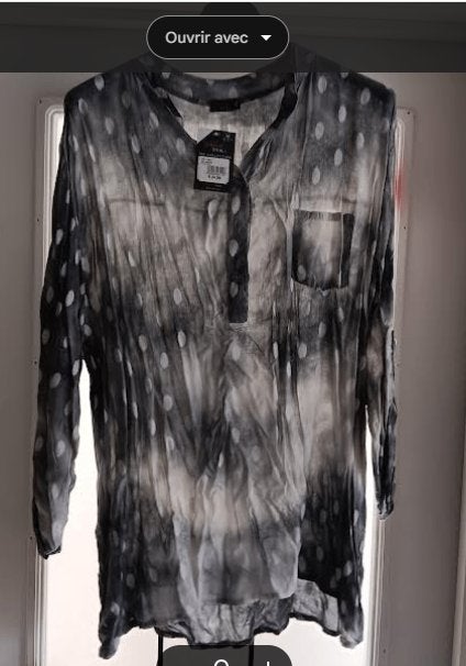 Chemise 42 gris/beige/blanc longue NEUF, Kleding | Dames, Blouses en Tunieken, Ophalen of Verzenden, Nieuw, Maat 42/44 (L), Grijs