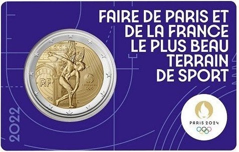 coincard 2 euro Frankrijk 2022 Olympische Spelen PAARS, Verzenden, Frankrijk, 2 euro