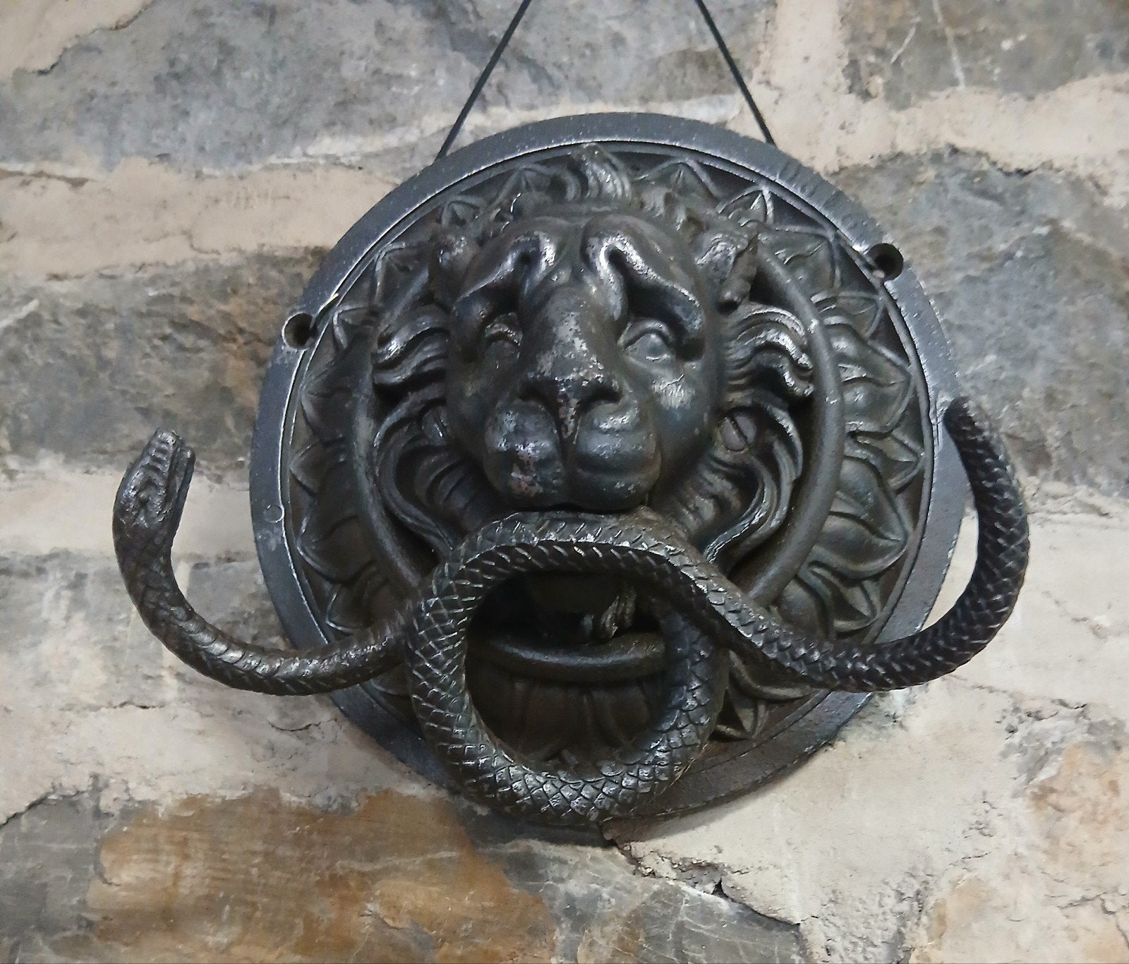 Mascaron porte-bride ancien en fonte massive, Enlèvement ou Envoi