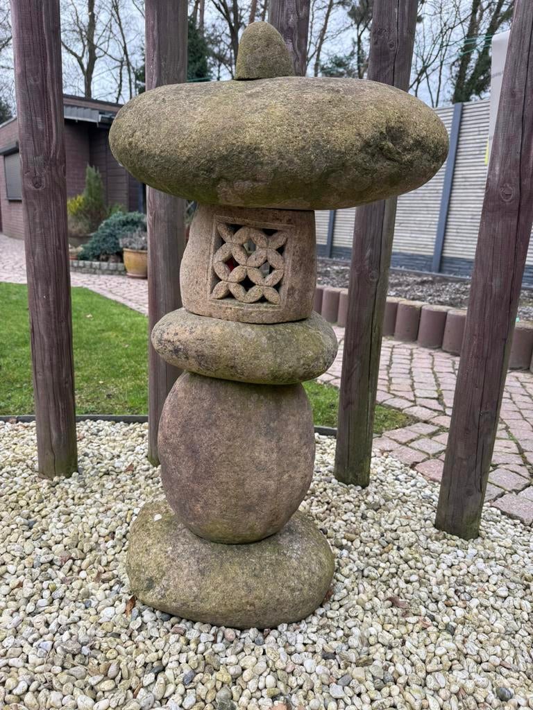 Tuin lamp in natuur steen (95cm hoog), Enlèvement, Comme neuf