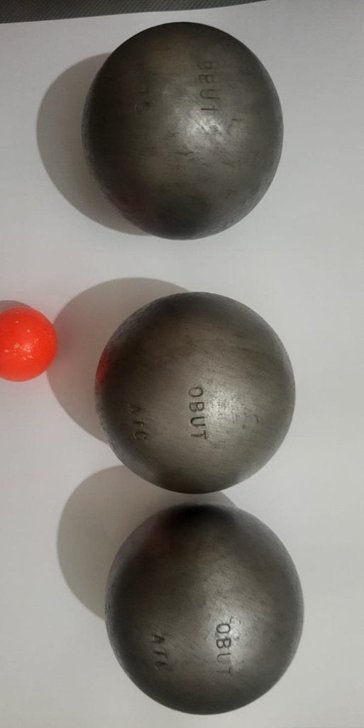 3 boules de pétanque Obut ATC- 730g + cochonnet + housse, Enlèvement ou Envoi, Boule