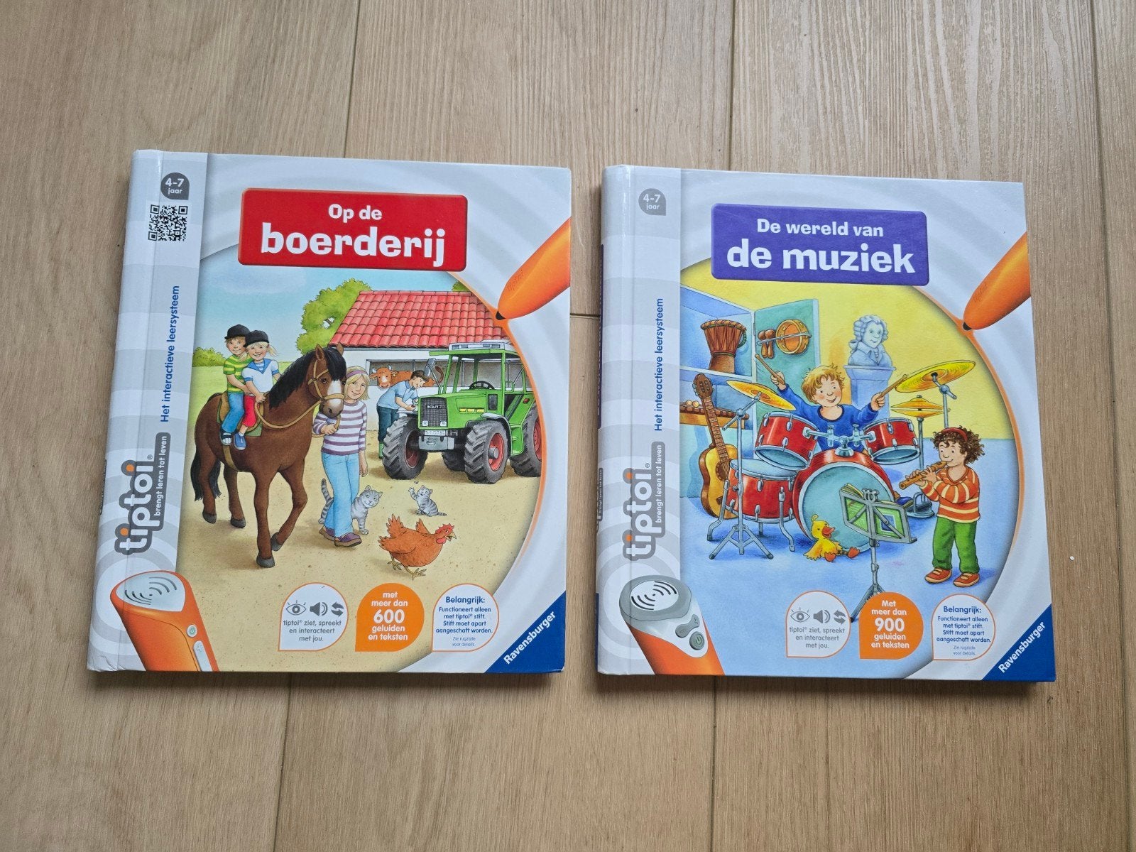 2 TipToi boeken: op de boerderij en de wereld van de muziek, Ophalen of Verzenden