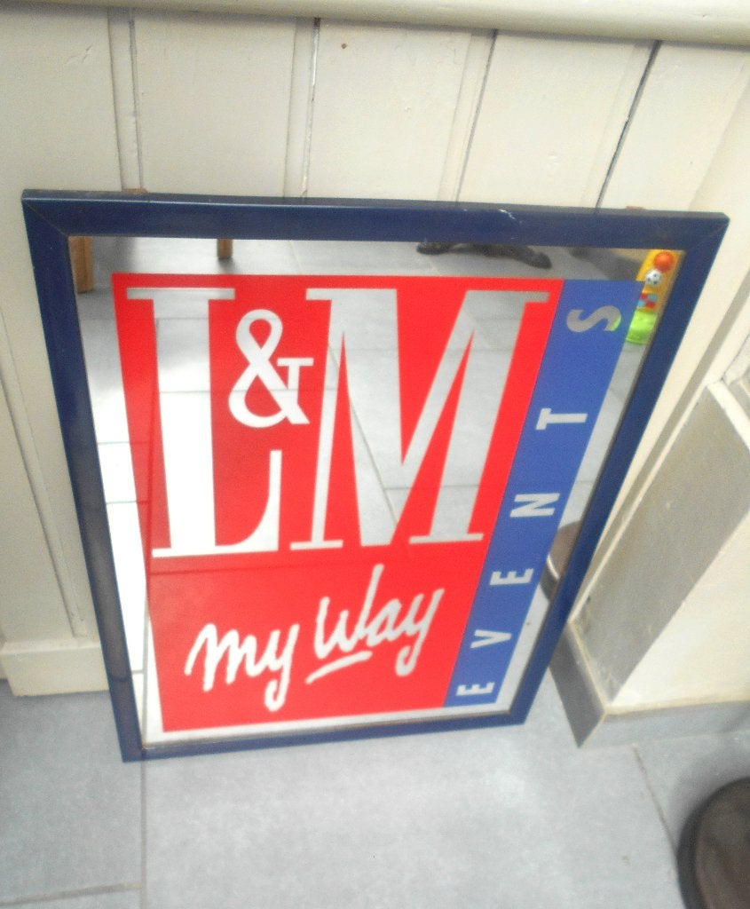 ancien miroir publicitaire cigarettes L&M My way events, Verzamelen, Ophalen, Gebruikt, Reclamebord