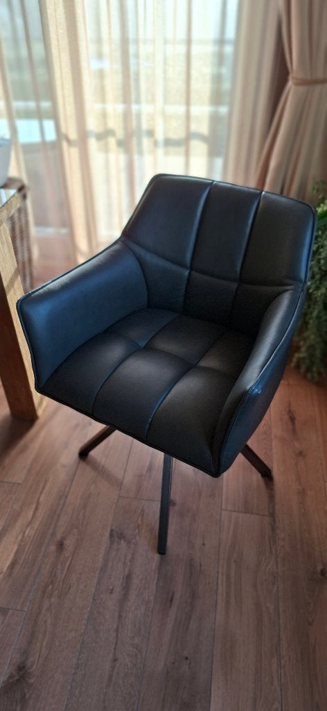 Chaises À VENDRE – 10 fauteuils pivotants gris anthracite, Maison & Meubles, Gris, Design moderne et élégant, Enlèvement, Cuir