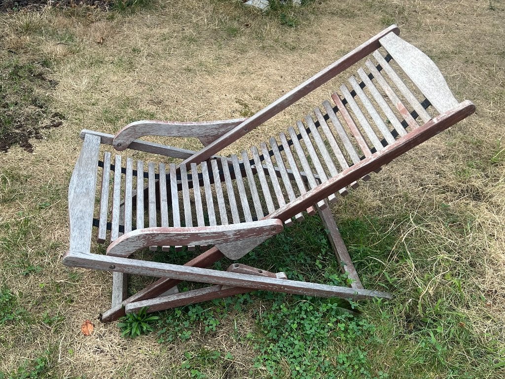 Tuinstoel ligstoel, Ophalen, Gebruikt, Hout