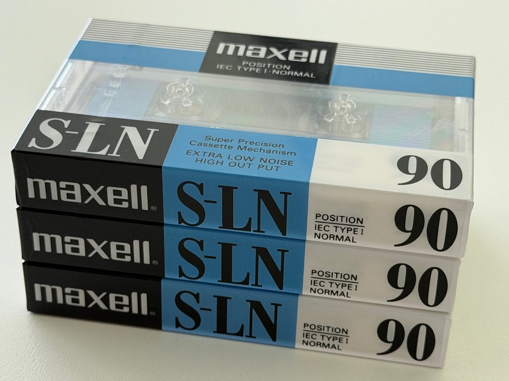 Maxell S-LN 90 Cassetbandjes (3 stuks) Nieuw!, Ophalen of Verzenden, Nieuw in verpakking, 2 t/m 25 bandjes, Onbespeeld