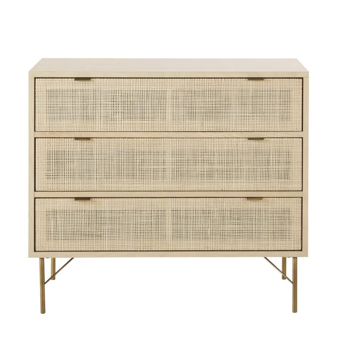 Solstice - Commode 3 tiroirs cannage en rotin L90, 3 ou 4 tiroirs, 25 à 50 cm, Moins de 100 cm, Minimaliste