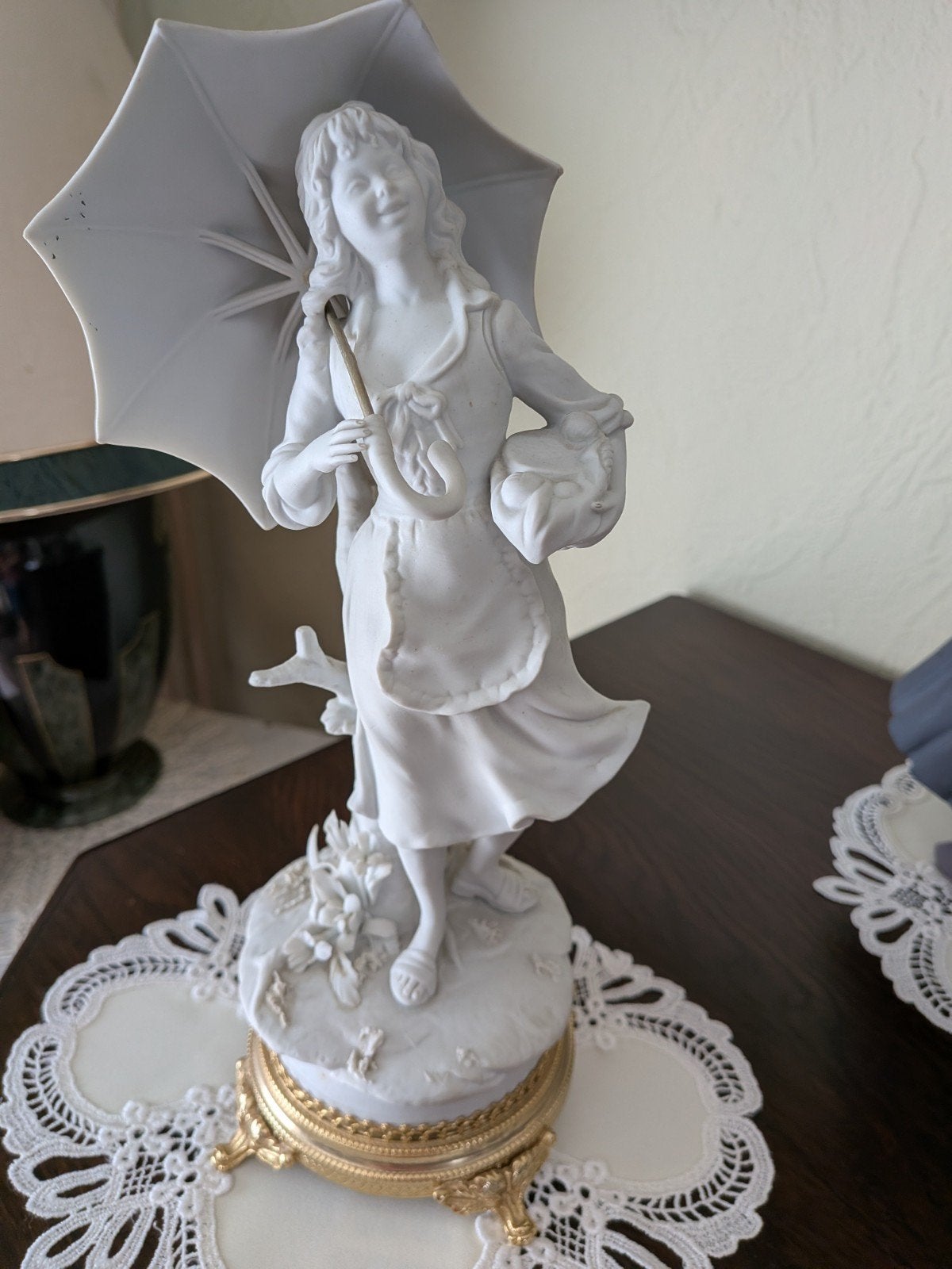 Vintage beeldje dame met parasol in perfecte staat, Enlèvement