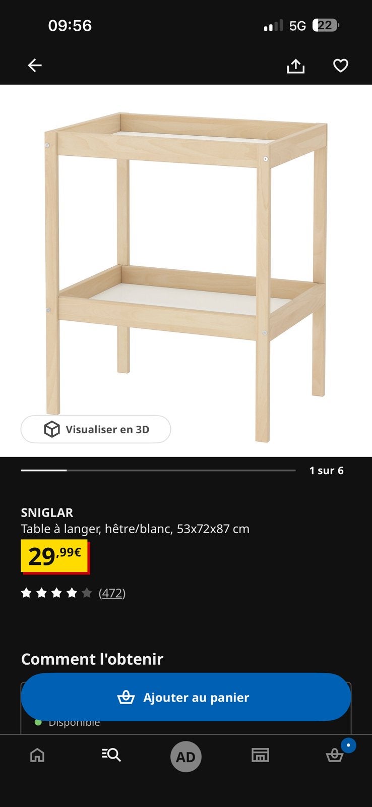SNIGLAR commode, beukenhout 53x77x87cm IKEA, Ophalen, Zo goed als nieuw
