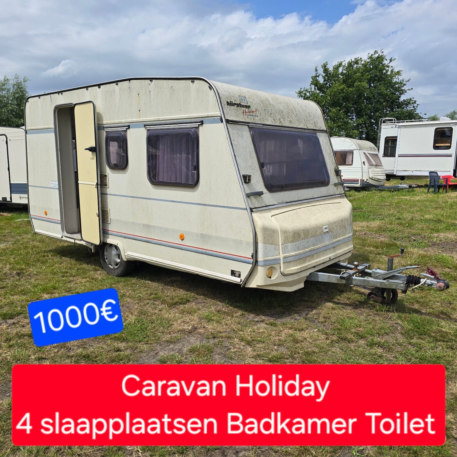 Caravan 4 slaapplaatsen Badkamer Toilet werfkeet camping bos, Caravans en Kamperen, Ophalen