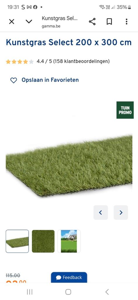 Kunst grasmat 2m x 3 m, Tuin en Terras, Ophalen, Nieuw