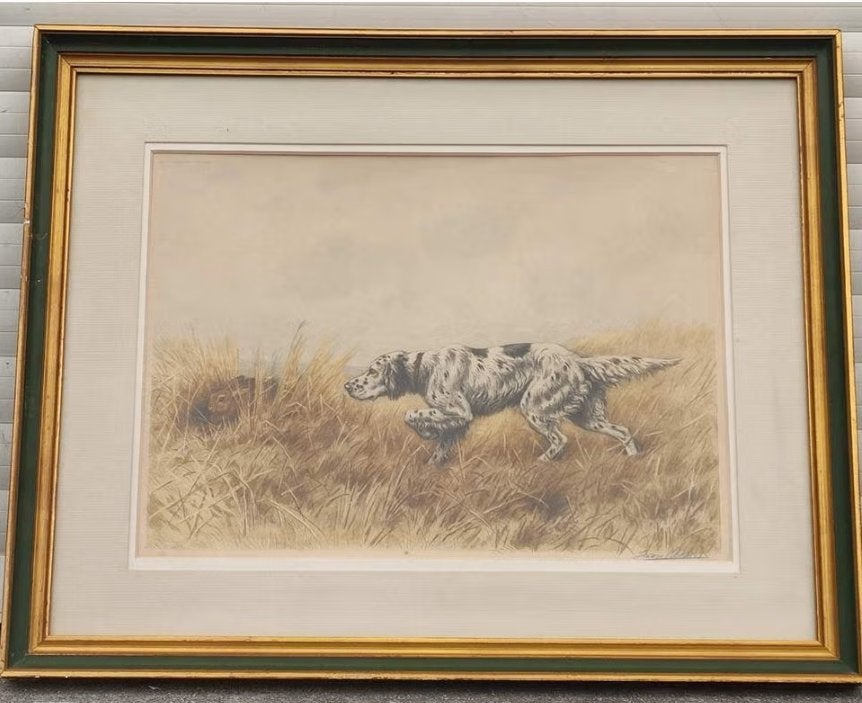 Lithographie chien de chasse signe jean renard, Enlèvement ou Envoi, Lithographie