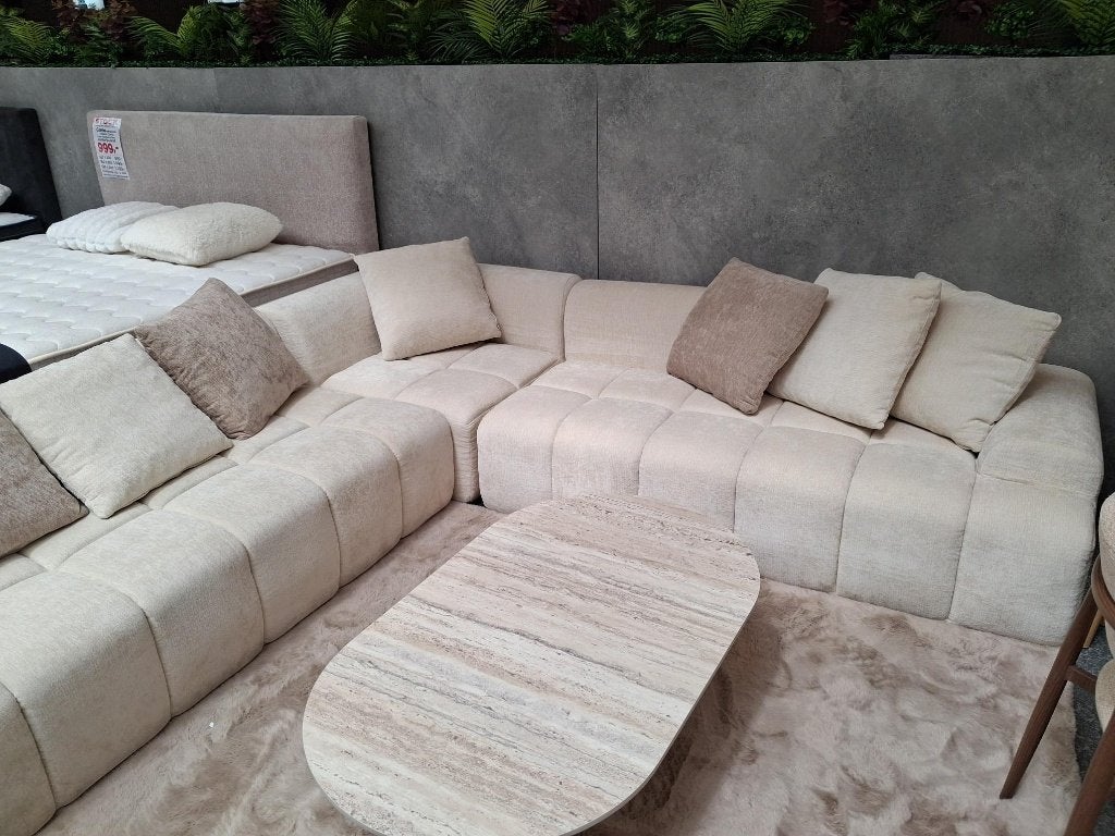 H6 NIEUW Beige Hoeksalon Promo 280 op 280cm +Gratis Levering, Neuf, Quatre personnes ou plus, Tissus, 150 cm ou plus