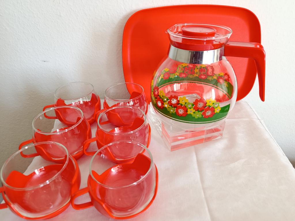 Set thé ou café VINTAGE, verre & plastique, Ophalen