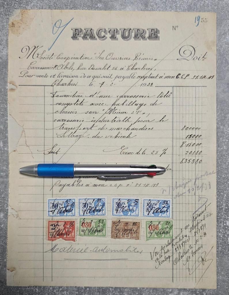 1933+Brasserie+Lettrage camion Miesse de Bières, Collections, Marques de bière, Utilisé, Sous-bock, Autres marques, Enlèvement