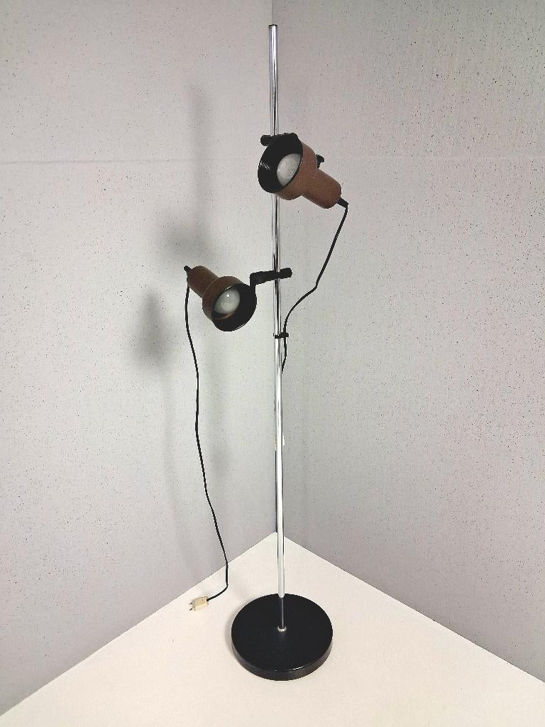 Vintage Vloerlamp met Dubbele Verstelbare Spots, Jaren 70, Huis en Inrichting, Lampen | Vloerlampen, Ophalen, Gebruikt, 100 tot 150 cm