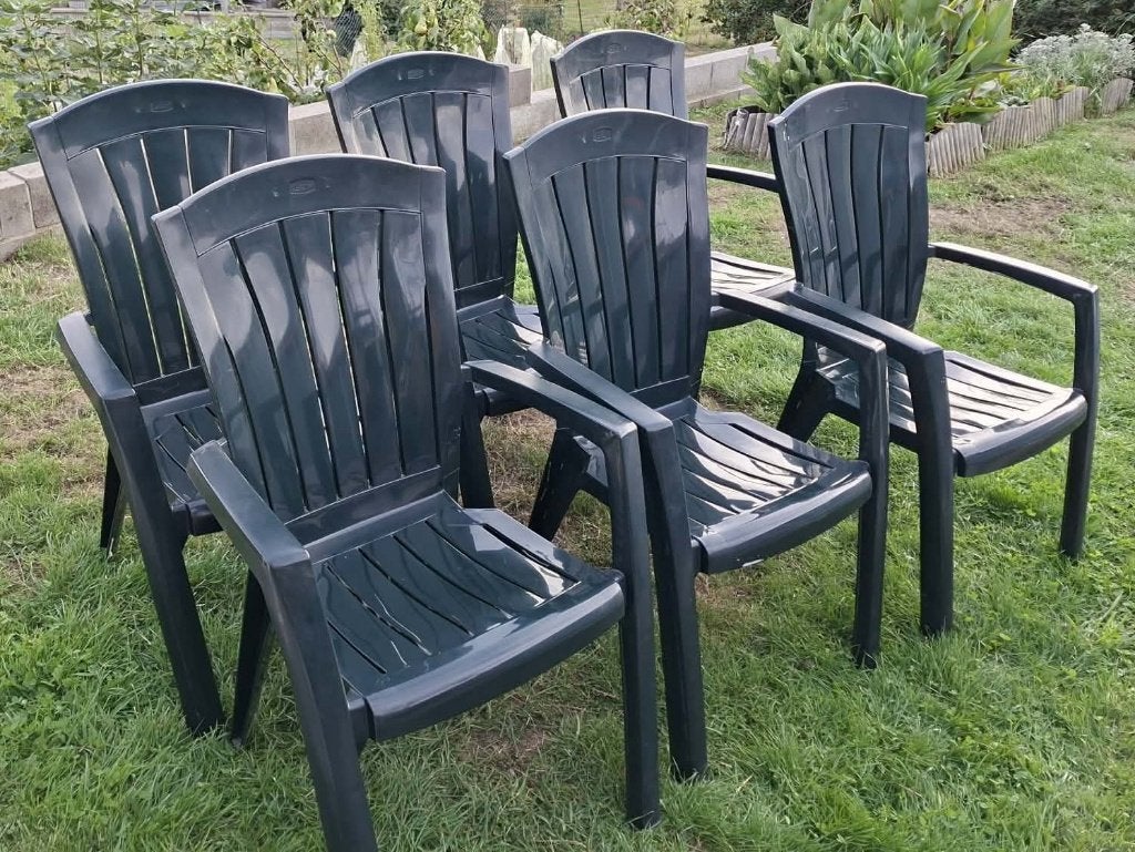 6 groene tuinstoelen - Brico, Ophalen, Gebruikt