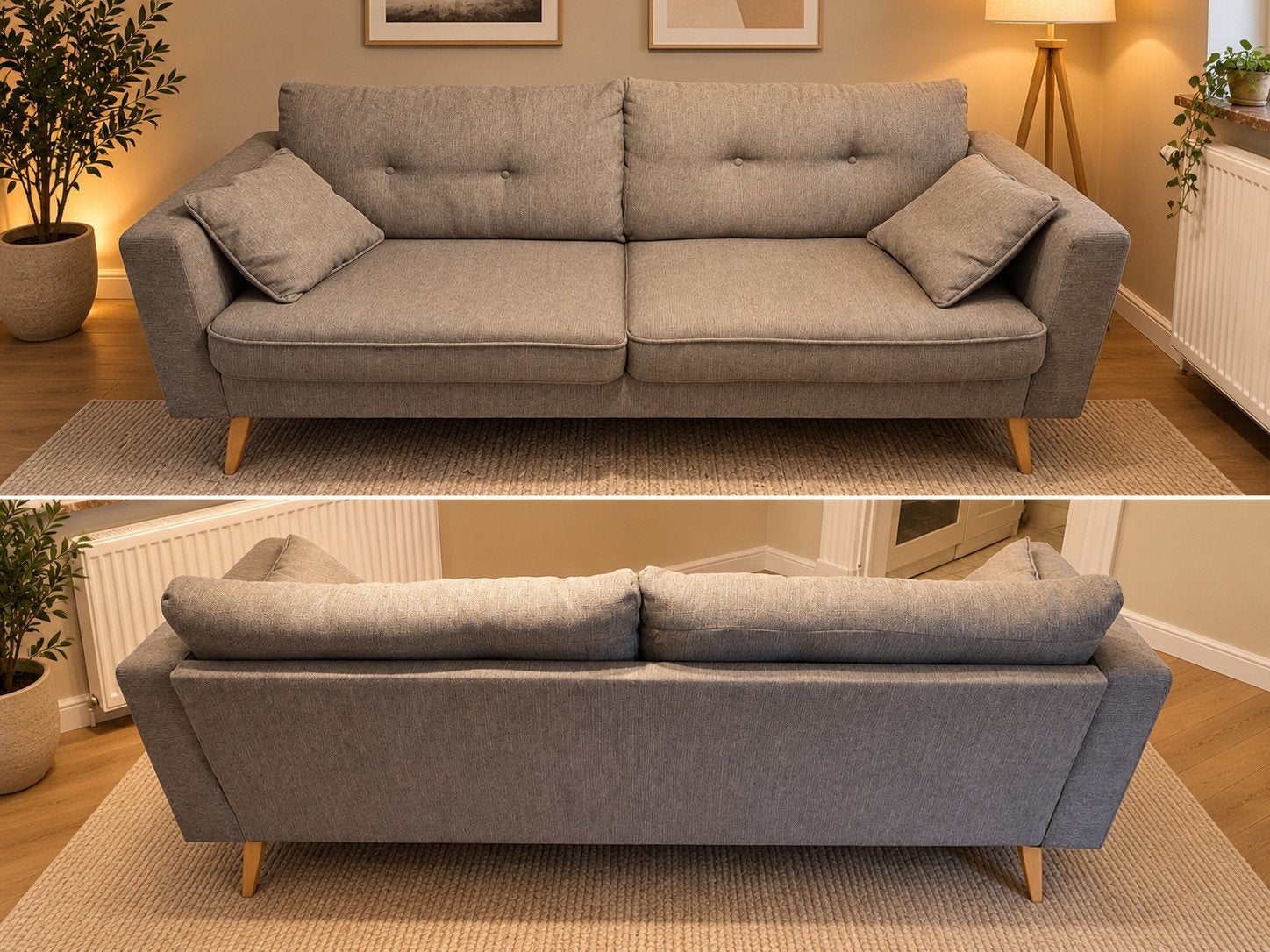 Canapé scandinave gris, Maison & Meubles, 200 à 250 cm, Banc droit, Comme neuf, Enlèvement