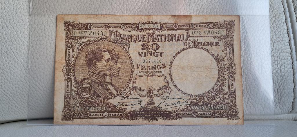 20 frank Nationale reeks - 1923 Zeldzaam, Verzenden, Los biljet